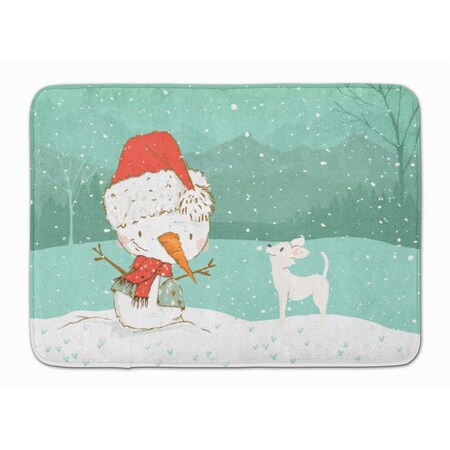 Carolines Treasures White Chihuahua Snowman Christmas Machine Washable Memory Foam Mat CK2082RUG